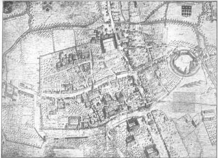 BIRD’S-EYE VIEW OF OXFORD BY RALPH AGAS (1578): FROM THE
ENGRAVING BY WHITTLESEY (1728).
