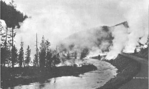 Steaming Beryl Springs flows into the Gibbon River