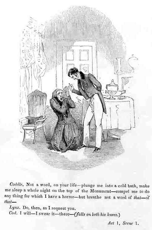 Frontispiece: Coddle falls on his knees and swears