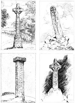 CROSSES OF CLONMACNOIS, DONEGAL, SLANE, AND MOONE
ABBEY.