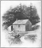 Thoreau's Cabin at Walden from a drawing by Charles Copeland
