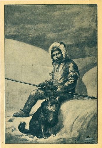 Eskimo boy and his dog