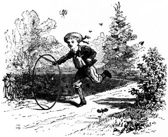 boy running with hoop