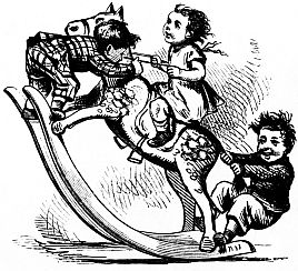 three children on rocking horse