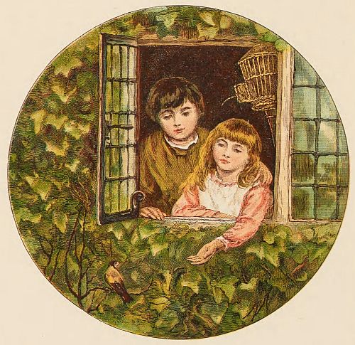 boy and girl looking out window