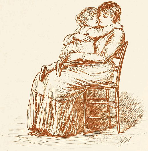 seated mother holding child