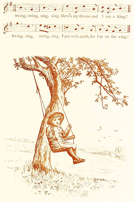 music and illustration of girl on swing