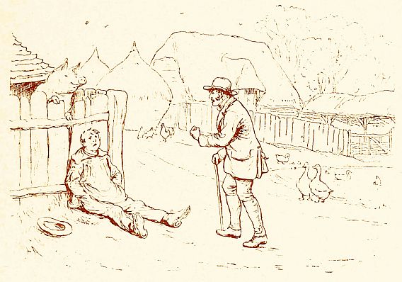 standing man talking to man sitting on ground leaning against fence