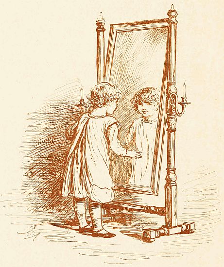 girl looking in mirror