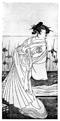 SHUNSHO: THE ACTOR NAKAMURA MATSUYE AS A WOMAN IN WHITE.