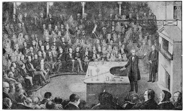 FARADAY LECTURING BEFORE THE PRINCE CONSORT, PRINCE OF WALES AND DUKE OF EDINBURGH