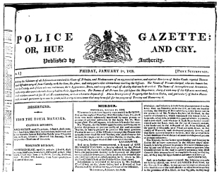REDUCED FAC-SIMILE OF PART OF FRONT PAGE OF THE FIRST
NUMBER OF THE “POLICE GAZETTE” (p. 13).