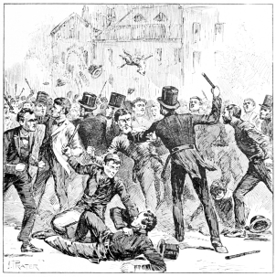 FIGHT BETWEEN POLICE AND MOB AT COLDBATH FIELDS IN 1833
(p. 250).
