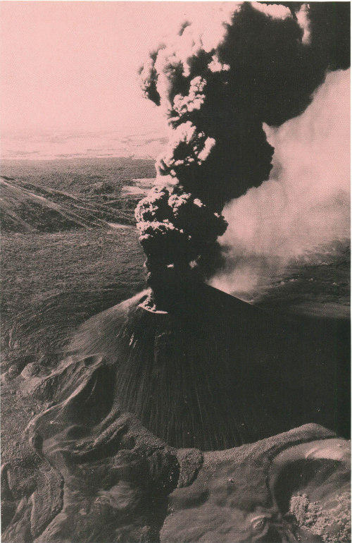 The eruption of Cerro Negro Volcano, near Leon, Nicaragua, during November 1968.