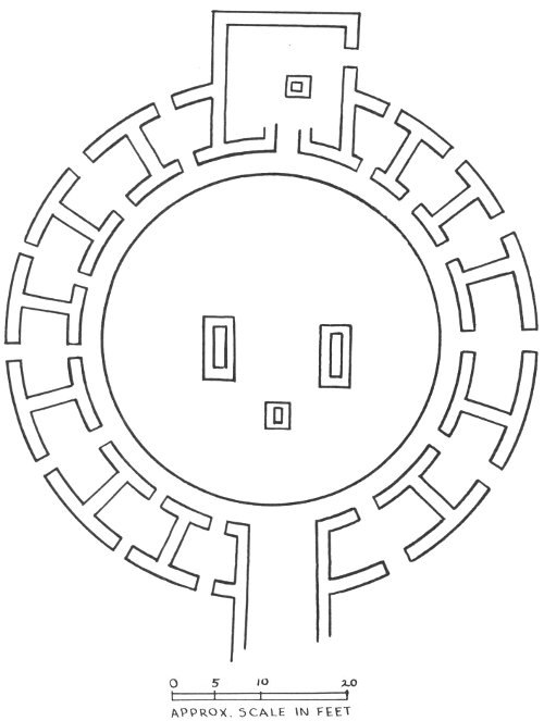 SCHEMATIC PLAN OF THE GREAT KIVA DURING CHACO TIMES