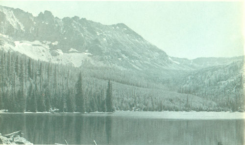 Fig. 15.—Strawberry Lake, the glaciated valley of Strawberry Creek, and cirque walls formed by the Strawberry volcanic plug.