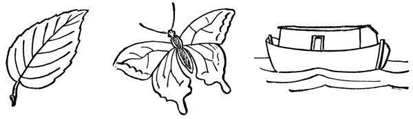 Leaf, butterfly and boat