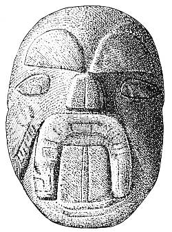 Fig. 76. Head cut from limestone found in Mound No. 32.