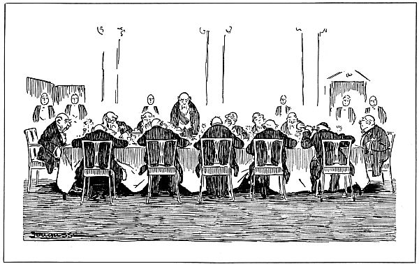 many old men sitting around a table