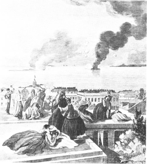 The housetops in Charleston during the bombardment of April 12-13, 1861. From Harper’s Weekly, May 4, 1861.