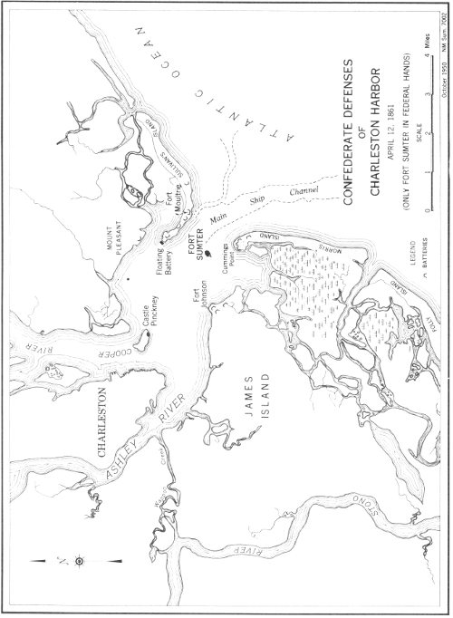 CONFEDERATE DEFENSES OF CHARLESTON HARBOR, APRIL 12, 1861 (ONLY FORT SUMTER IN FEDERAL HANDS)