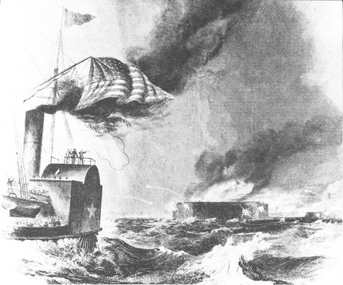The bombardment of Fort Sumter, April 13, 1861.