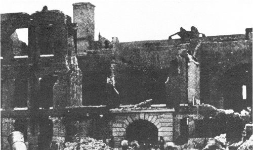 Interior of the Gorge after the April 1861 bombardment. Parade entrance to sally port is at center.