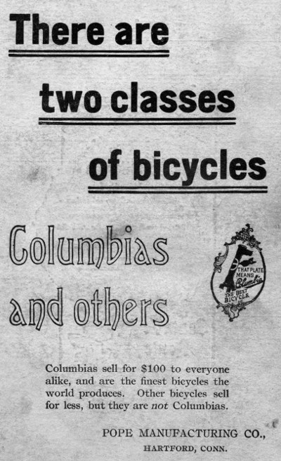 Advert for Columbia bicycles
