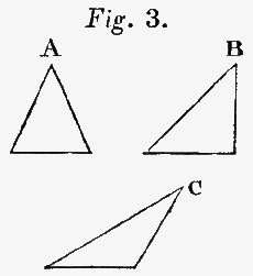 Figure 3. Three triangles, labeled A, B, and C.