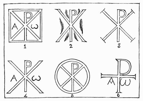 Illustration: Fig. 57.—Various Forms of the Constantinian Monogram.