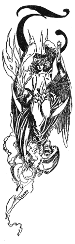angel holding a up an apple