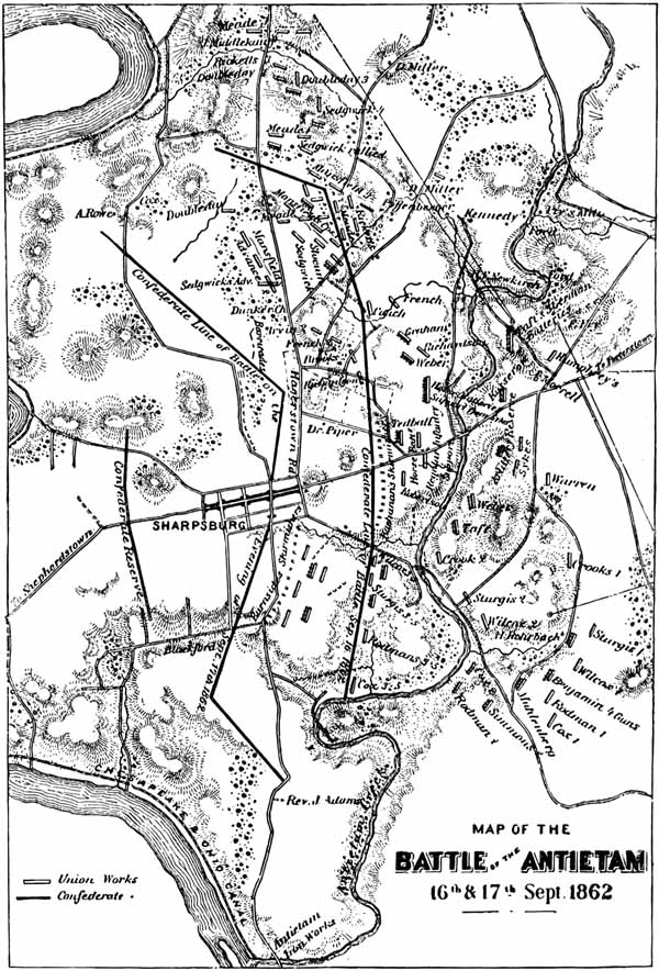 MAP OF THE BATTLE OF THE ANTIETAM