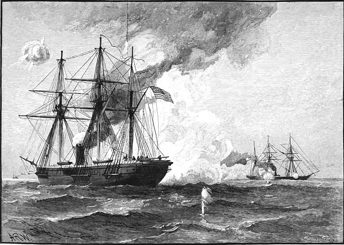 OPENING OF THE FIGHT BETWEEN THE 'KEARSARGE' AND THE 'ALABAMA'