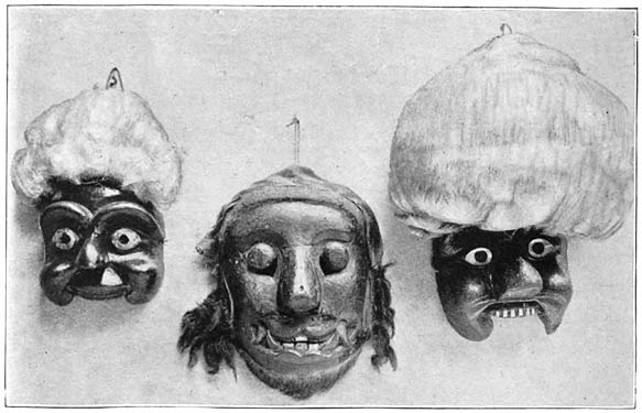 Plate 21.—Masks of Clowns and Demon.