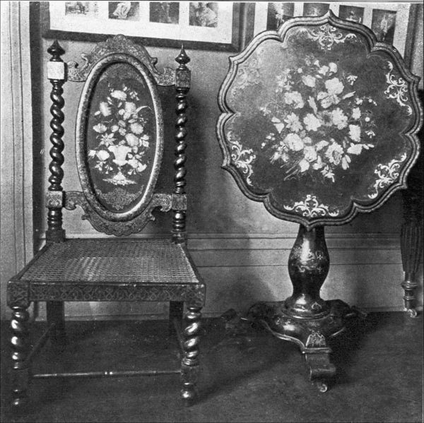 Figure 66. INLAID AND LACQUERED TABLE AND CHAIR.