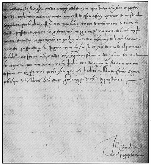 Photographic facsimile of last page of Pigafetta’s relation showing signature