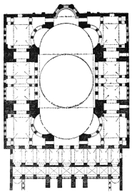 Plan of Church of S. Sophia at Constantinople. Scale
about 100 feet to one inch.