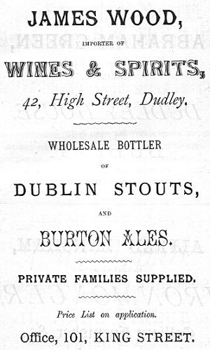 Advert for James Wood (Wines and Spirits)