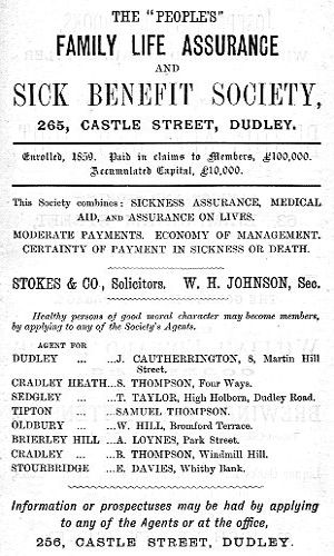 Advert for The People's Family Life Assurance and Sick Benefit Society