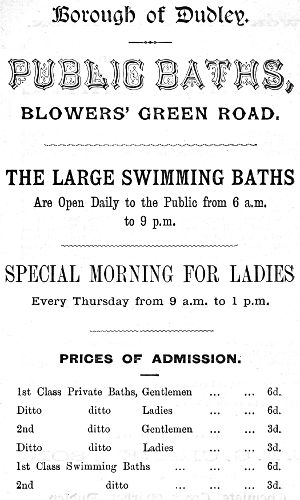 Advert for Borough of Dudley Public Baths