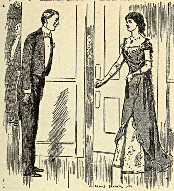 Lady greeting a gentleman at a party