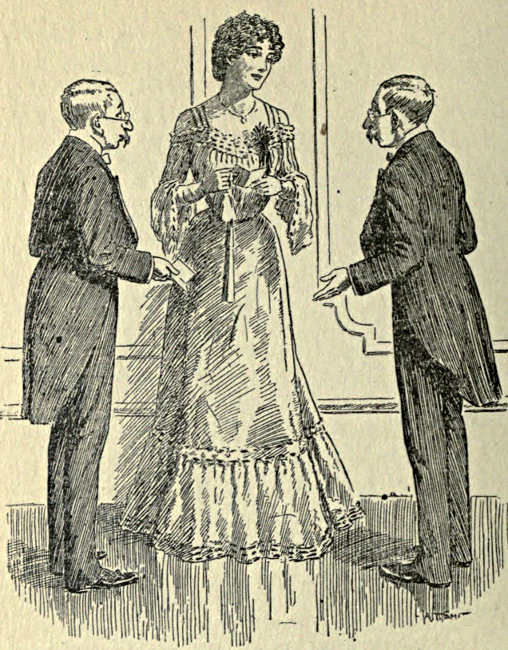 Debutante with two admirers