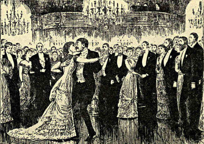 Gentleman and lady dancing at a ball