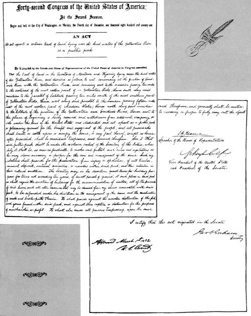 Manuscript of Bill establishing the park.