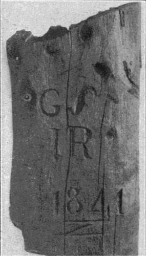 INITIALS OF SIR GEORGE SIMPSON AND HIS INDIAN GUIDE FOUND NEAR BANFF IN 1913