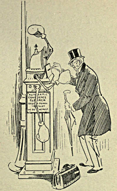 Gentleman using an Automatic Conscience Clearer machine