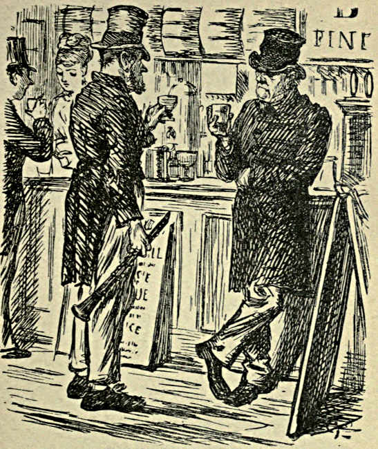 Two men at the bar (of a public house)