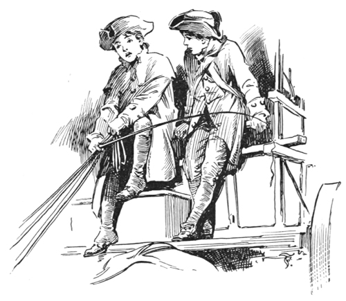 Ben Cushing driving wagon with Benjamin beside him