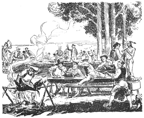 roasting meat for the feast