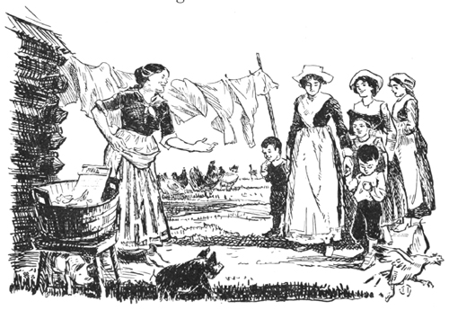 women and children visit at the Irish woman's house